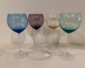 Vintage Lenox Holiday Gems 10 Ounce Balloon Wine Glasses Set 