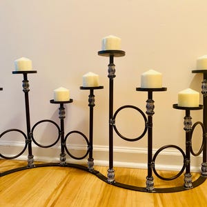 Home Interiors Cast Iron Candle Holder Shabby Sheek 8 Arm folding Candelabra 41&quot;L 21&quot;H