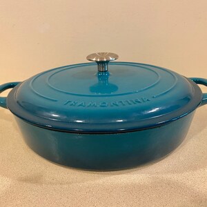 Tramontina Enameled Cast-Iron Oval Dutch Oven, Blue, 7 qt