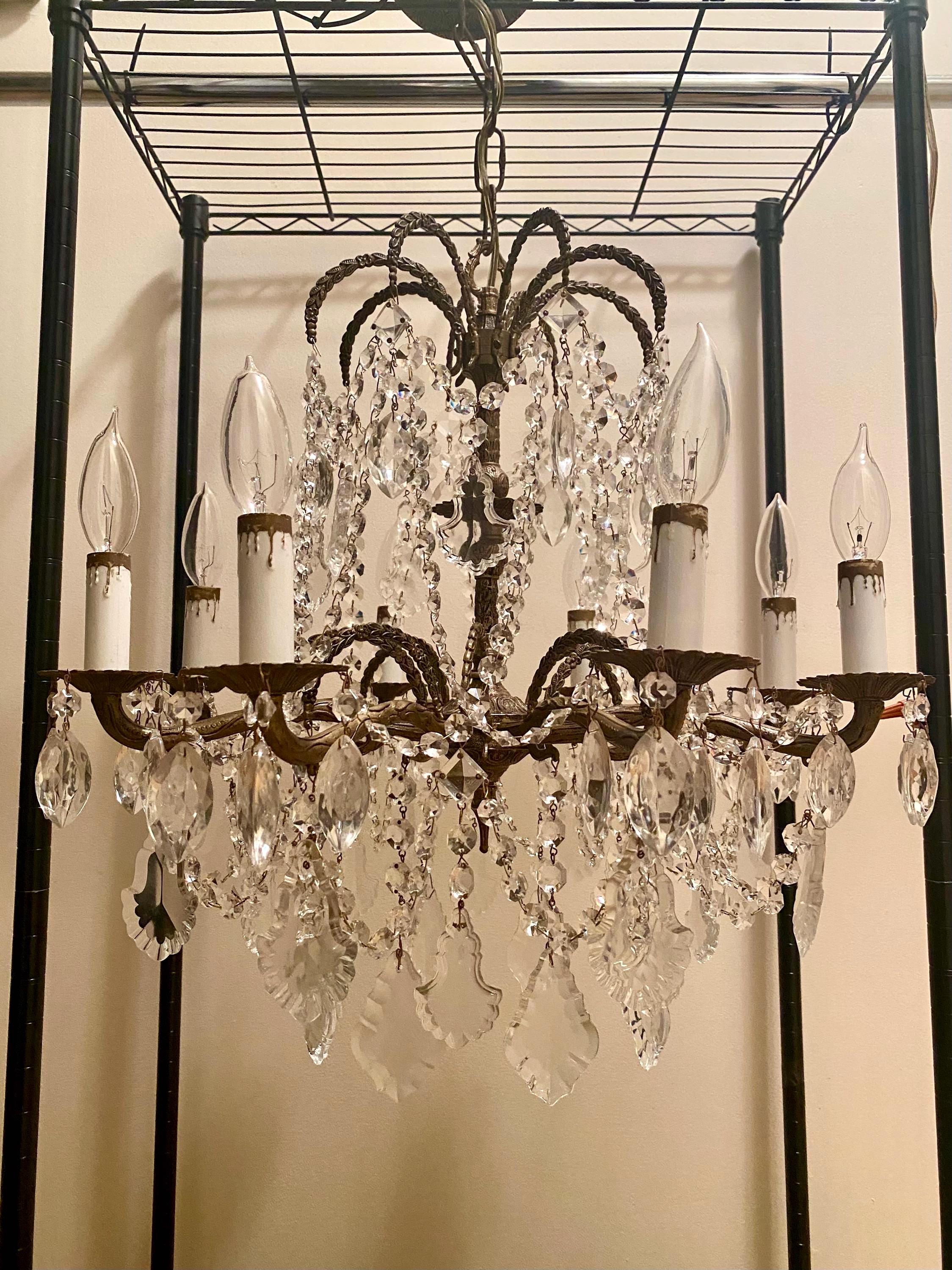 Antique Brass Crystal Waterfall Chandelier – French Hollywood