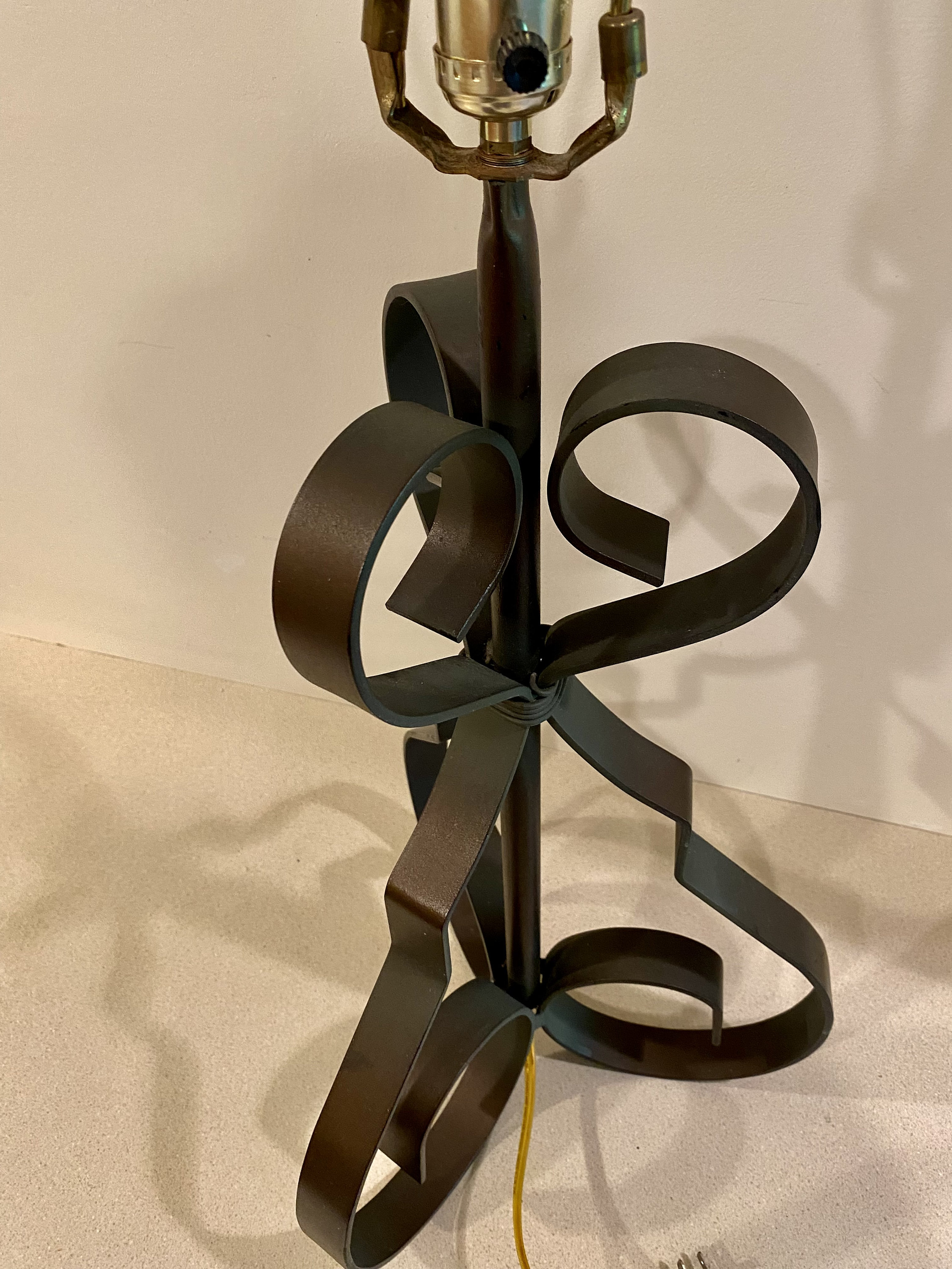 Vintage Cast Iron Scroll Design Table Lamp and Shade 31.5 Vintage Cast Iron Scroll Design Table Lamp and Shade 31.5