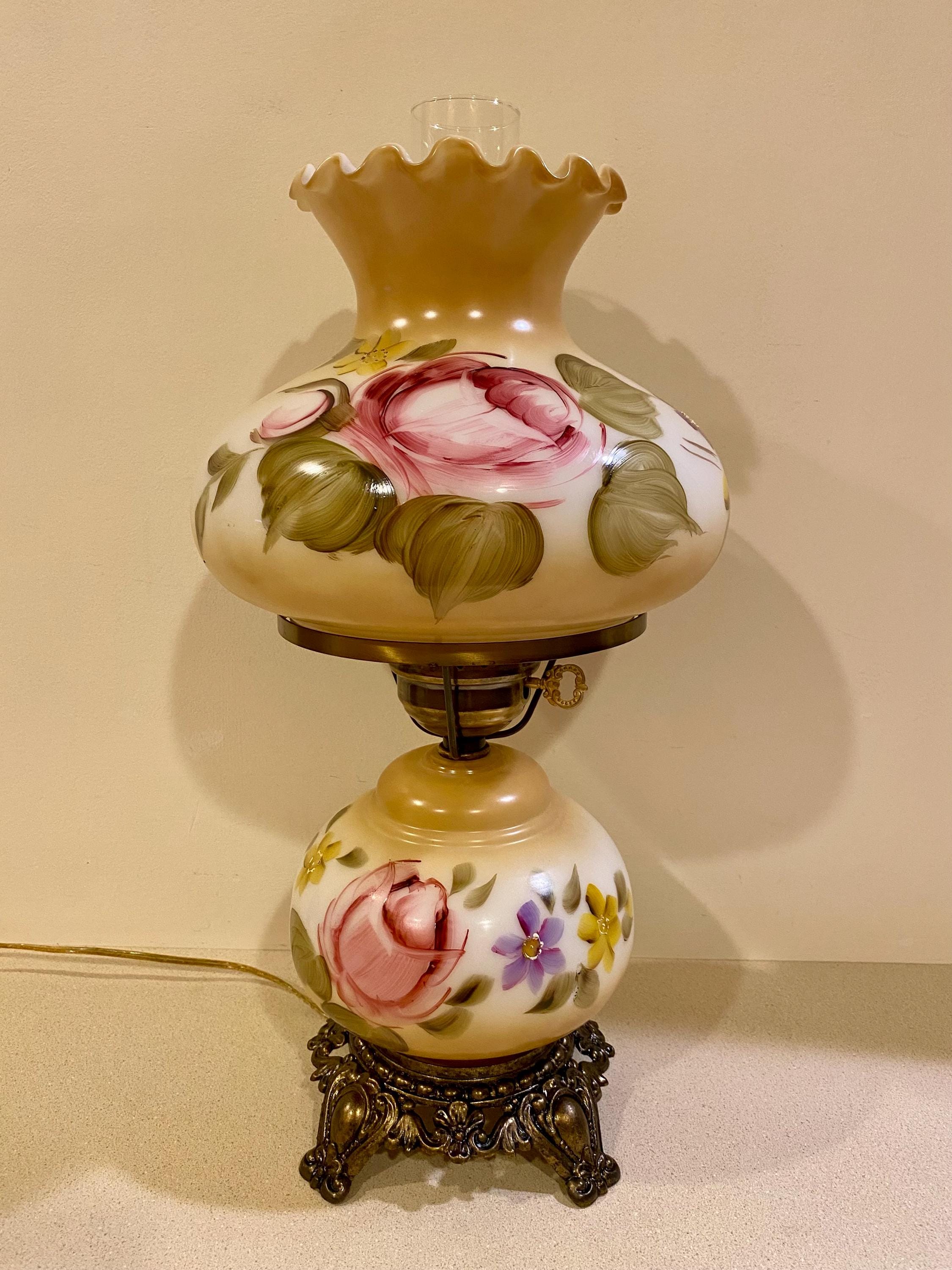Vintage Accurate Casting GWTW 3 Way Hurricane Hand Painted Floral