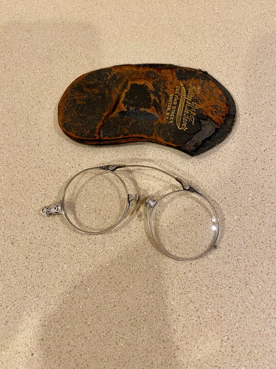 Antique Pince Nez Silvertone Folding Reading Glasses … Gem