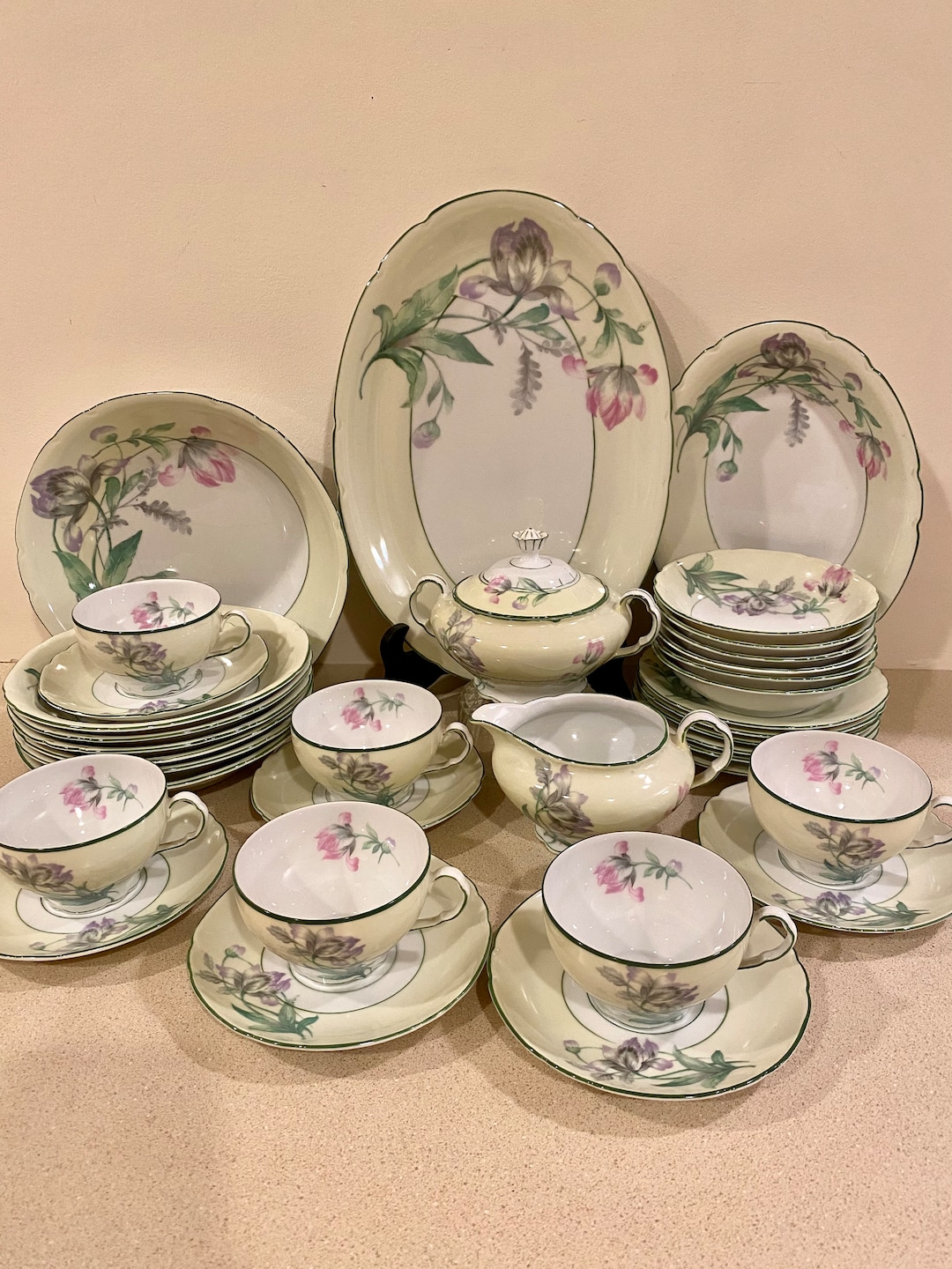 Vintage Victoria China Tea Set Porcelain Made in Czechoslovakia 6 Place