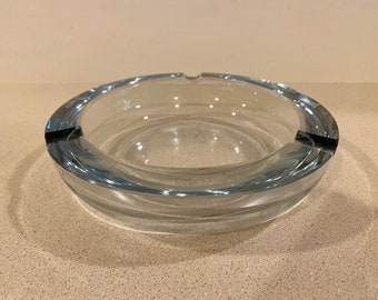 Strombergshyttan Art Glass Signed Ashtray Bowl 7"W 1.25"H 3 lbs 1950s