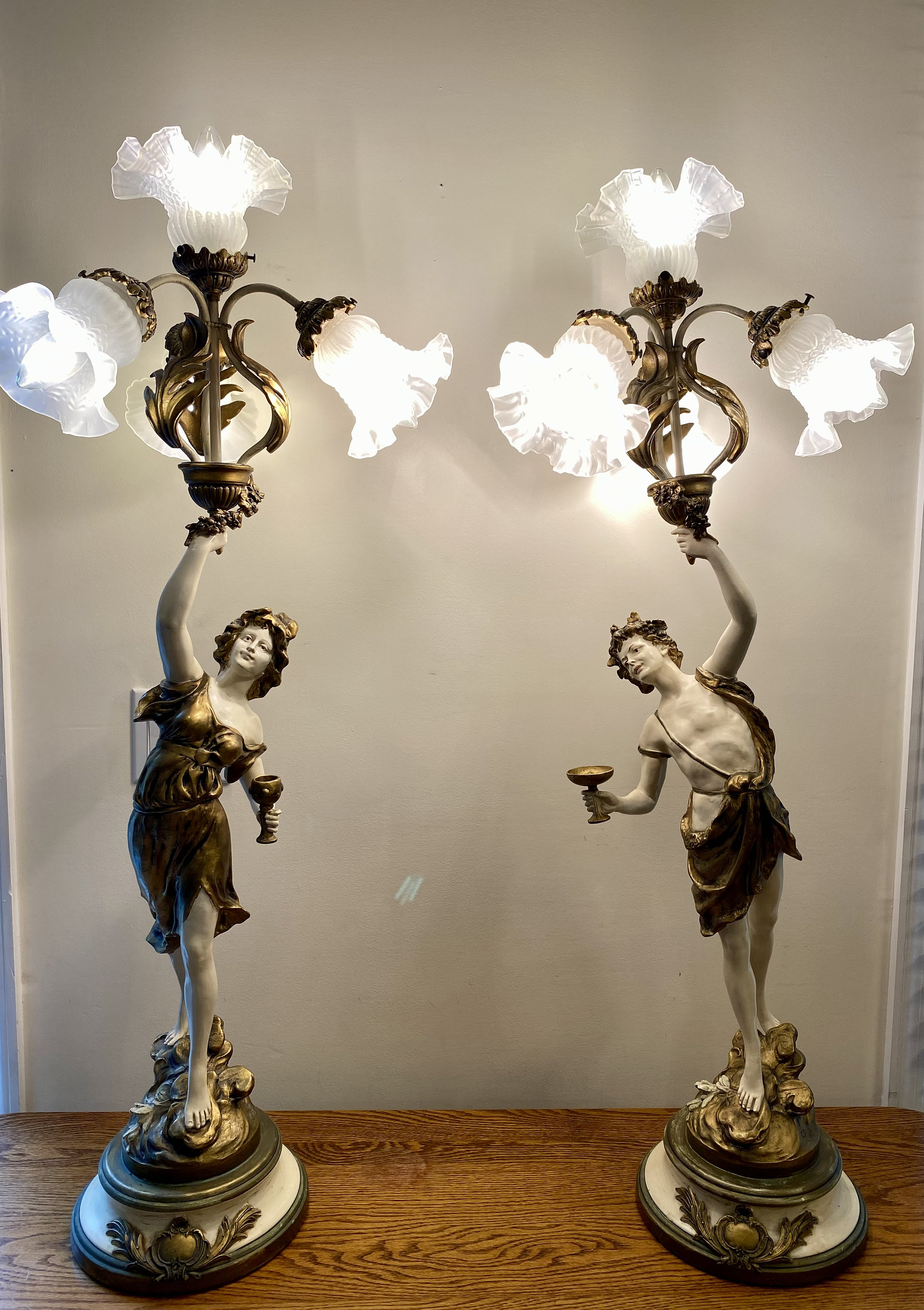 L. & F. Moreau Collection Francaise Spelter Art Nouveau Newel Post