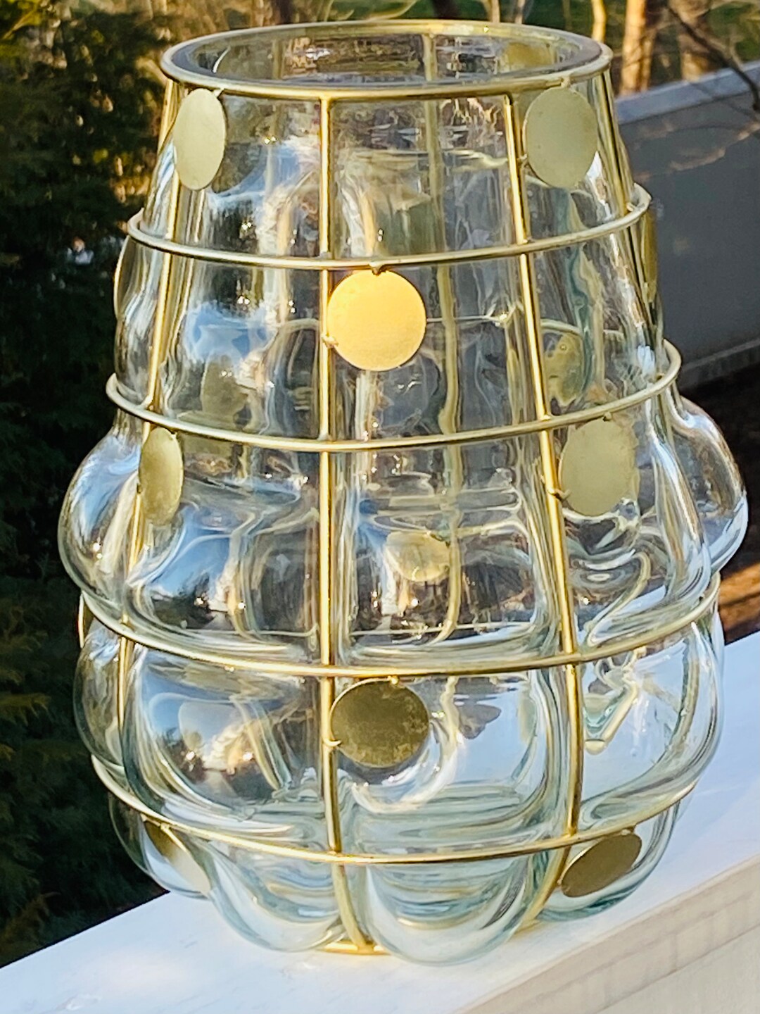 Anthropologie Caged Glass 10 Hurricane Candle Holder or Flower Vase Etsy