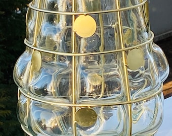 Anthropologie Caged Glass 10" Hurricane Candle Holder or Flower Vase