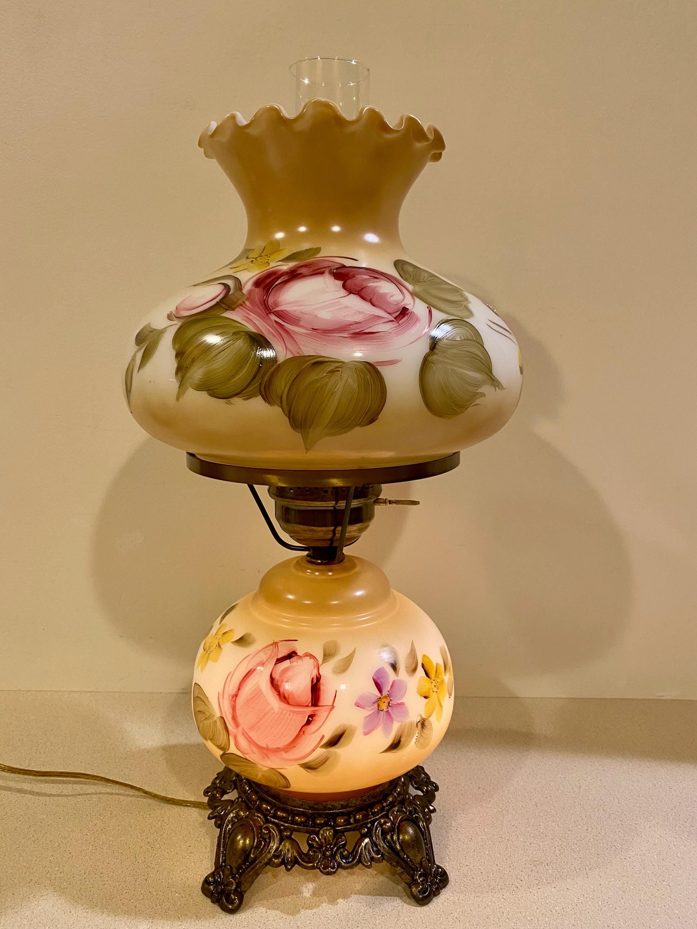 Vintage Accurate Casting GWTW 3 Way Hurricane Hand Painted Floral