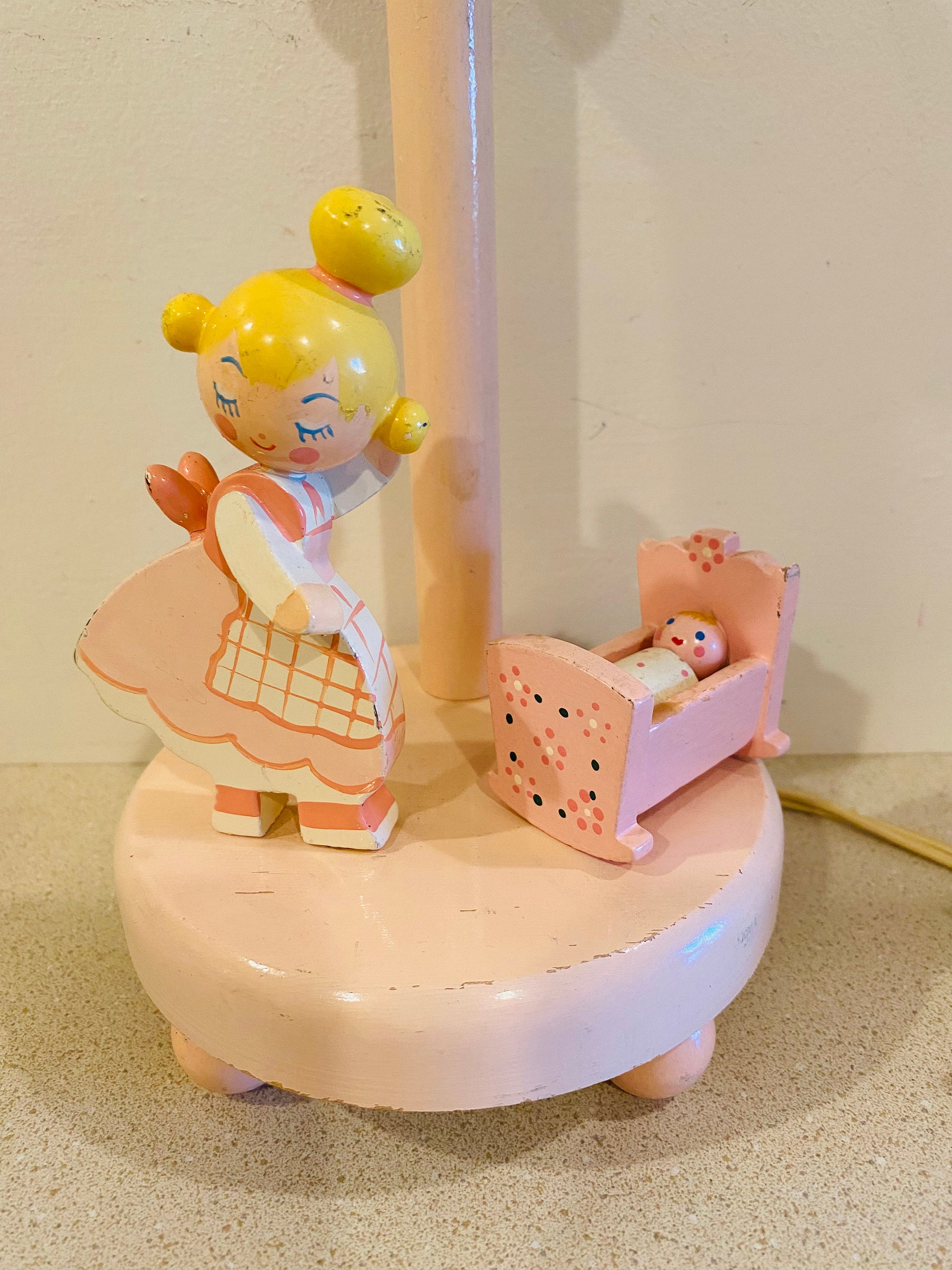 Vintage Collectible Nursery Table Lamp Mother and Baby by Nursery