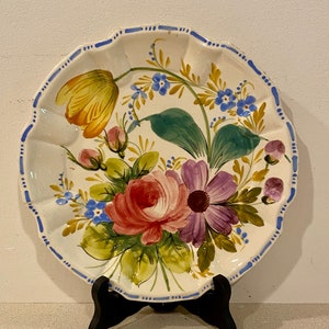 Variations of Antique Italian Renaissance Revival Pattern Ceramic Plates 1930s Floral Majolica