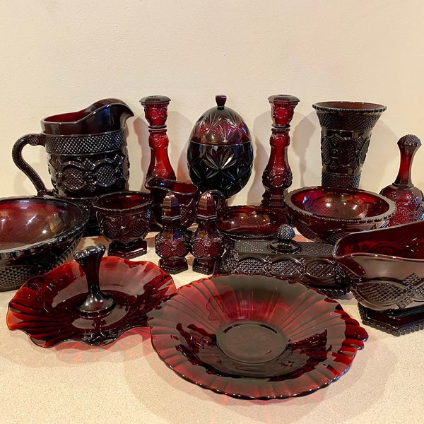 Vintage Avon Cape Cod Ruby Red 1876 Collection Dinnerware Pieces
