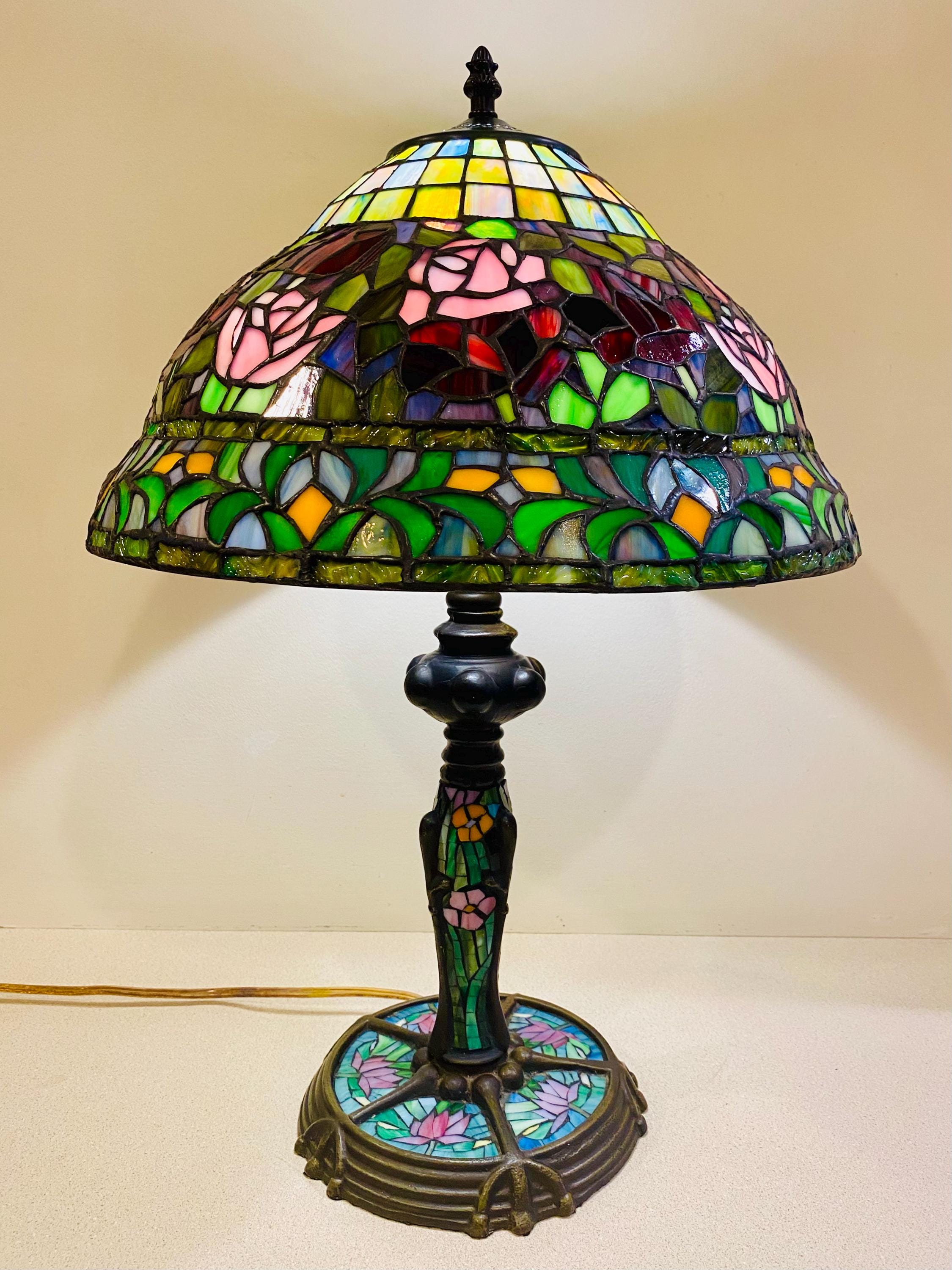 Vintage Art Nouveau Handcrafted Tiffany Style Stained Glass and