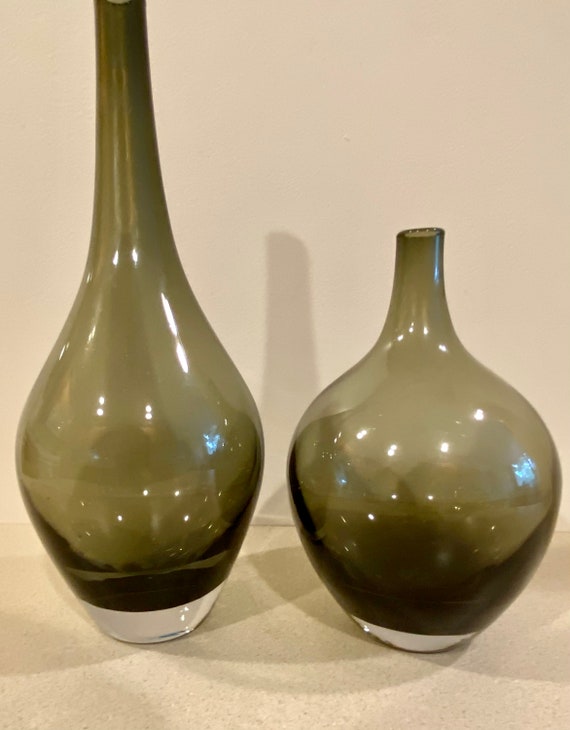 Set of 2 Vintage IKEA Salong Art Glass Bulb Vases Handmade Etsy