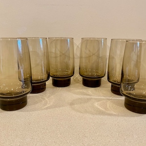 Vintage 1970s Libbey Tawny Drinking Glasses Set of 6 (4.5&quot; or 5.5&quot;)