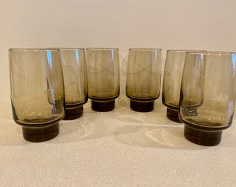 Vintage 1970s Libbey Tawny Drinking Glasses Set of 6 (4.5&quot; or 5.5&quot;)