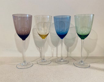 Hand-Painted Gem Glass Tall Tumblers, Set of 4 - Amber