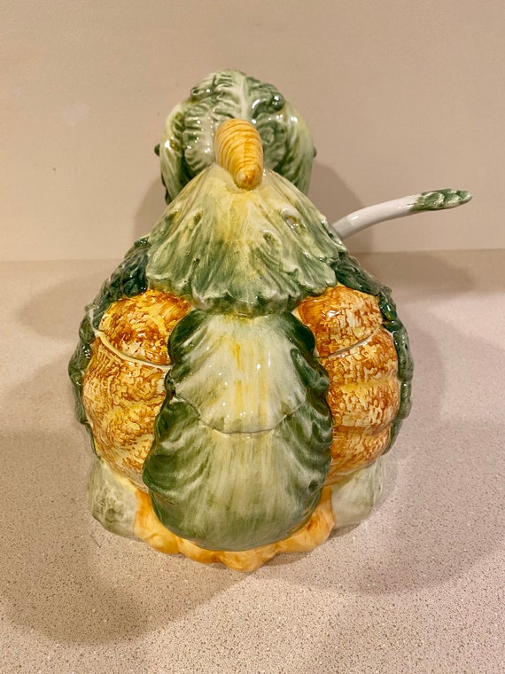Vintage Hand Painted Ceramic Majolica Lamb Tureen 1940s Italy 15