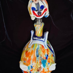Vintage 1950s Murano Art Glass Clown decanter 16” tall made in Italy