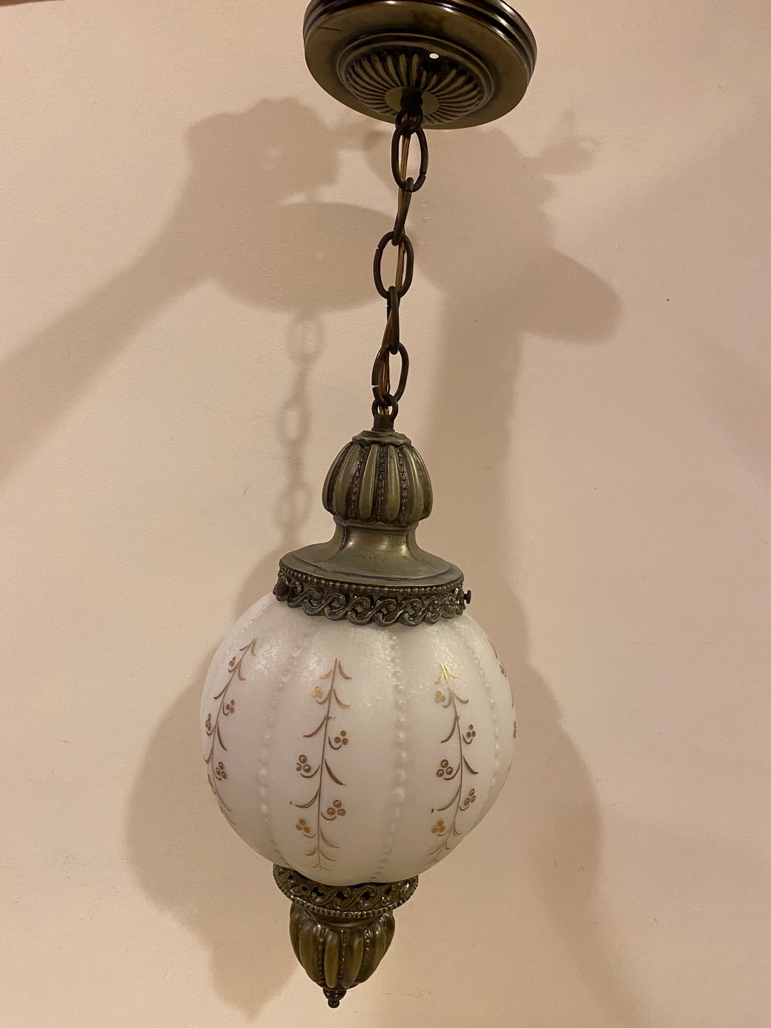 Vintage Art Deco Pendant Light Fixture Underwriters Laboratories 15.25l