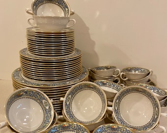 Vintage Mid Century Lenox Autumn Dinner, Salad Plates, Cups and Cream Soup Bowls/Underplate Gold Mark