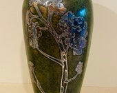 Vintage Heinz Sterling on Bronze Vase 12.25 marked Ovington Fifth Ave New York