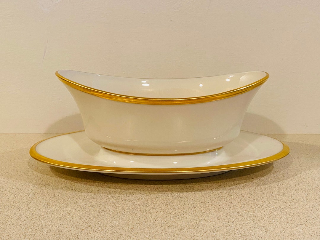 Lenox Eternal Gravy Boat With Attached Under Plate 24K Gold 1970s Etsy