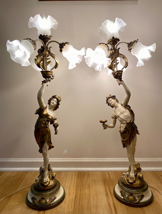 L. & F. Moreau Collection Francaise Spelter Art Nouveau Newel Post
