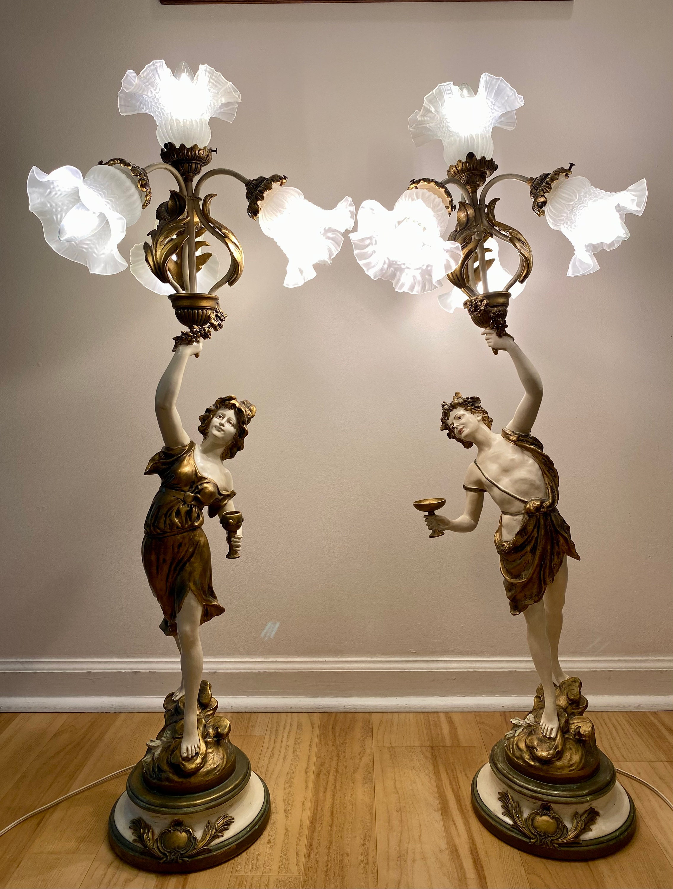 PAIR of L. & F. Moreau Collection Francaise Spelter Art Nouveau