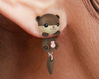 Kawaii Otter earrings, Cute otter earrings special gifts for sea world lovers, Kawaii animals, cute animal earrings kawaii, sea animal