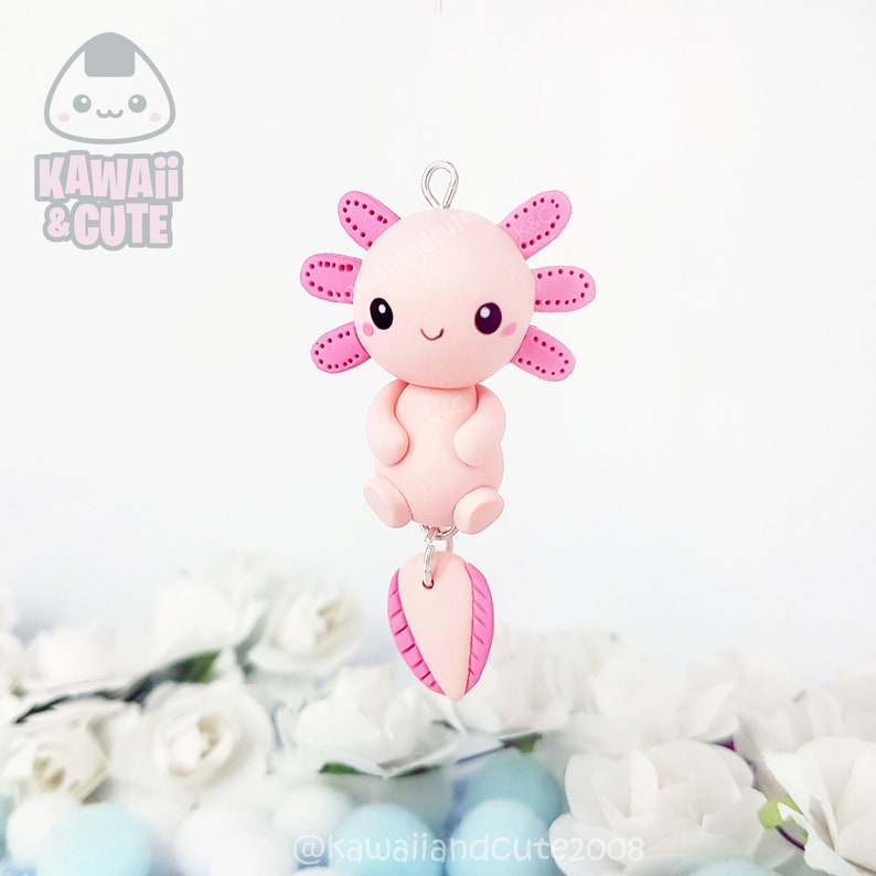 Kawaii Axolotl Cute Keychain Pink Axolotl Clay Charms Etsy