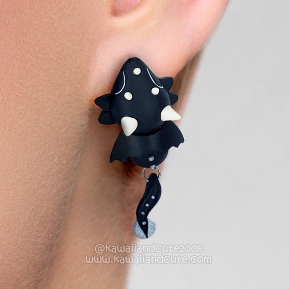 Black dragon earrings discount