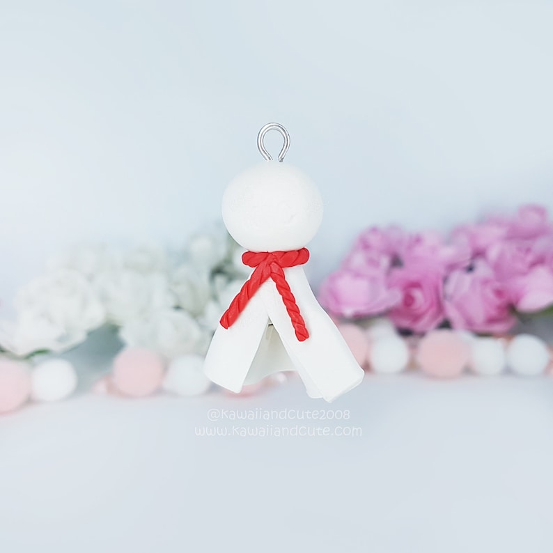 Teru teru bozu keychain kawaii handmade, special gift for japan lovers, kawaii japanese culture kawaii, miniature clay, Japan kawaii things image 3