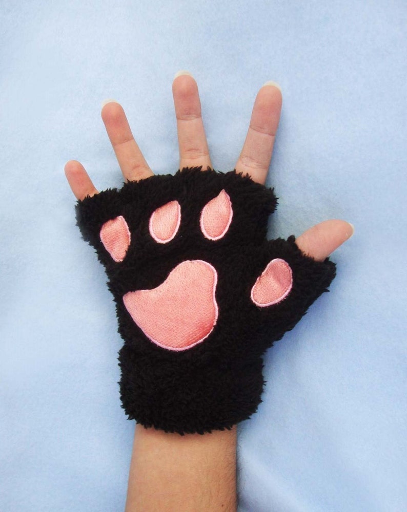 Cat Paw Gloves. Black Cat Gloves. Cat Pawprint Gloves. | Etsy