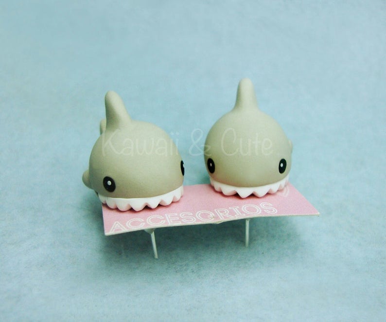 Shark earrings handmade, biting earrings special gift for animal lovers, cute sea cretures, cute fish animal earrings kawaii, shark lovers image 8