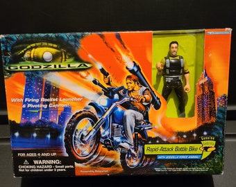 Figure Toy Playset for sale online 1998 Godzilla Rapid Attack Battle Bike Trendmasters 
