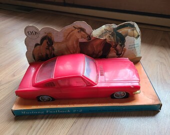 Vintage 1965 MUSTANG FASTBACK 2+2, Processed Plastic Company, Plastic Toy Car, Item#499on original packaging