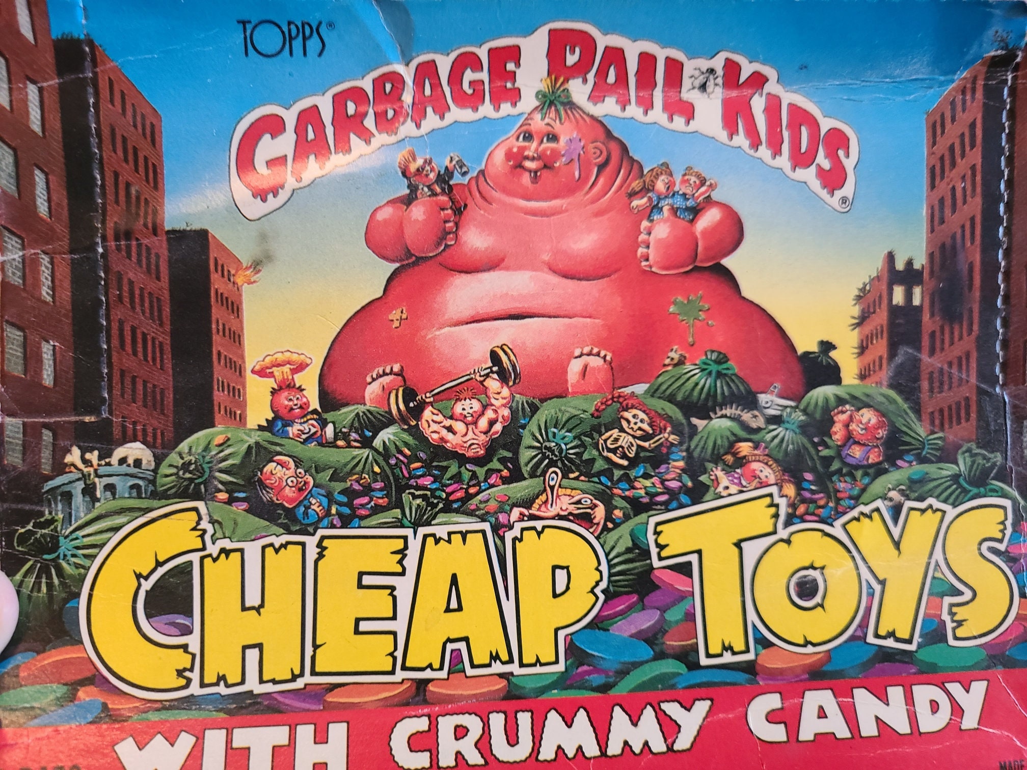 Vintage 1986 Garbage Pail Kids CHEAP TOYS and CRUMMY Candy Box +