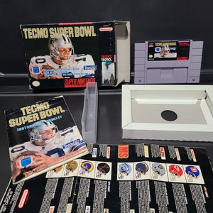 Vintage Nintendo SNES Tecmo Super Bowl Video Game Complete, Super Nintendo Entertainment Football Game
