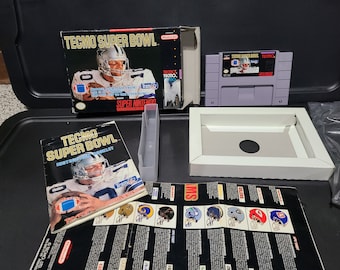 Vintage Nintendo SNES Tecmo Super Bowl Video Game Complete, Super Nintendo Entertainment Football Game