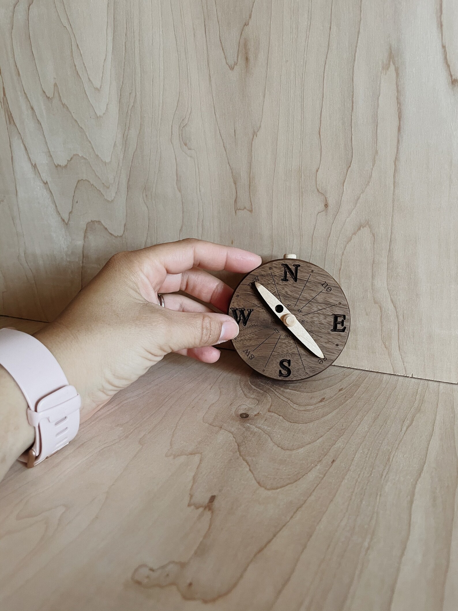 Wooden WALNUT Toy Compass Toy Compass Kids Compass Wooden Etsy