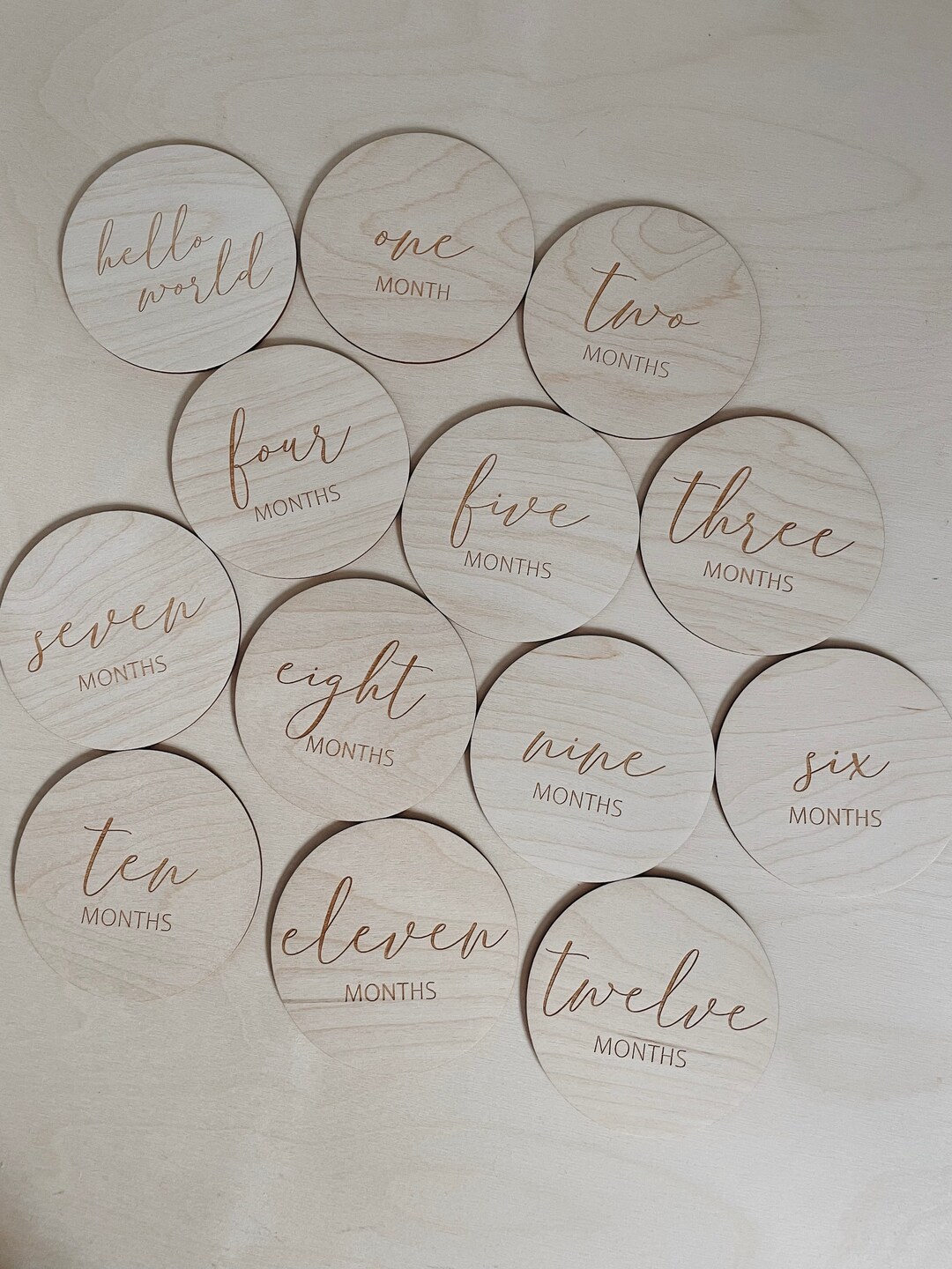 Baby Milestone Discs, Wooden Milestone Discs, 12 Discs From One Month ...