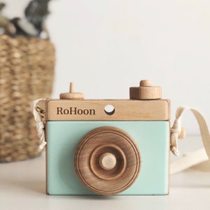 Wooden Camera, Homemade, Mint Wooden toy camera, Wooden Toy Camera, Handcrafted, Imagination play, Nursery decor image 3