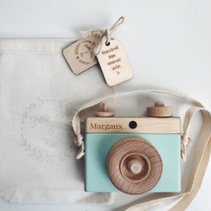 Wooden Camera, Homemade, Mint Wooden toy camera, Wooden Toy Camera, Handcrafted, Imagination play, Nursery decor image 5