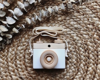 Wooden Camera, White Wooden Camera, Homemade, Wooden Toy Camera, Handcrafted, Imagination play, Nursery decor