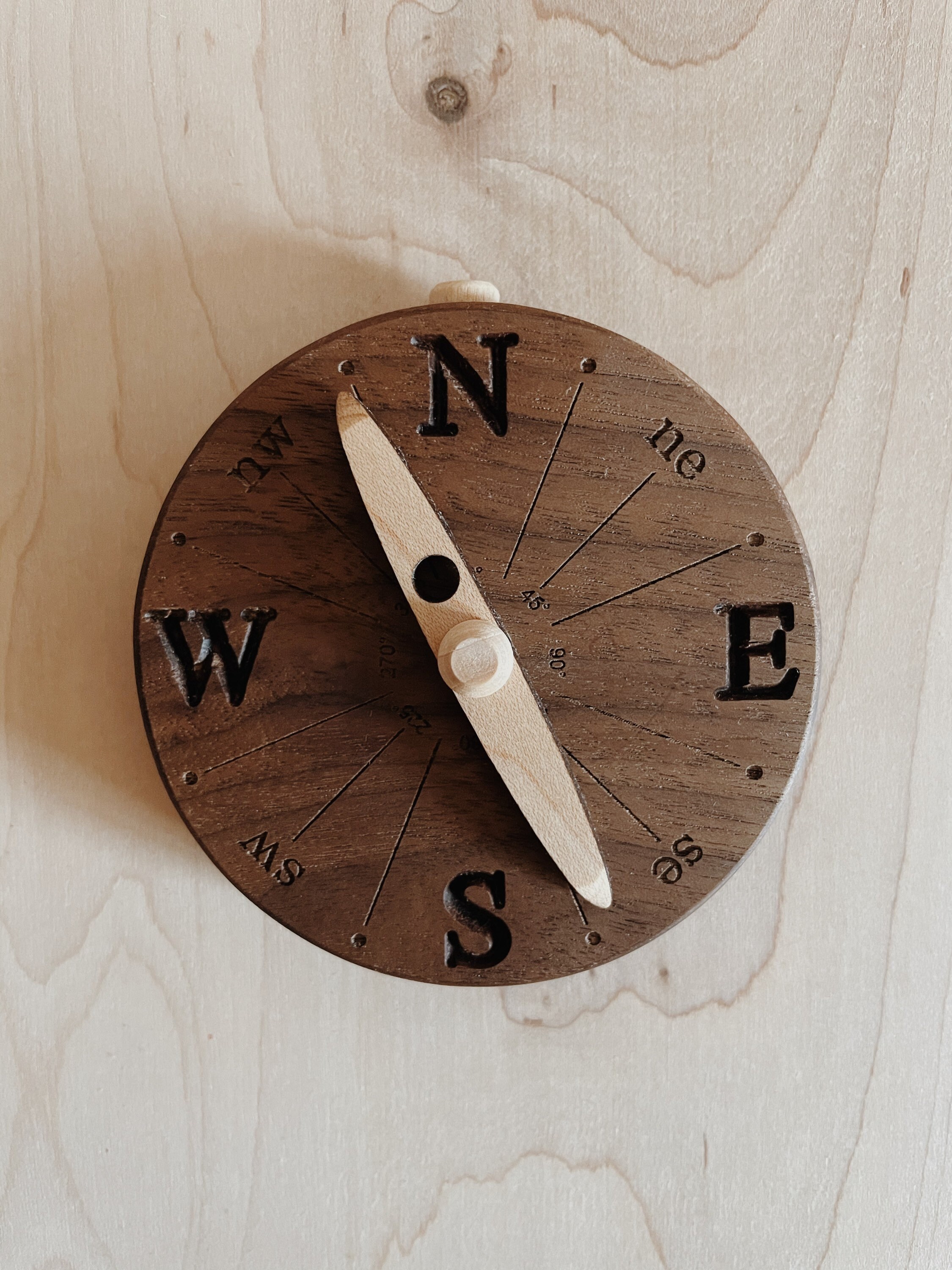 Wooden WALNUT Toy Compass Toy Compass Kids Compass Wooden Etsy