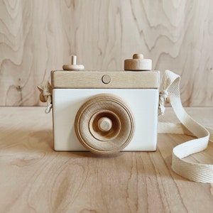 Wooden Camera, White Wooden Camera, Homemade, Wooden Toy Camera, Handcrafted, Imagination play, Nursery decor image 5