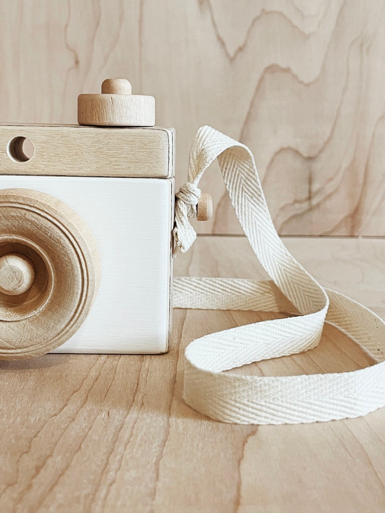 Wooden Camera, White Wooden Camera, Homemade, Wooden Toy Camera, Handcrafted, Imagination play, Nursery decor image 8