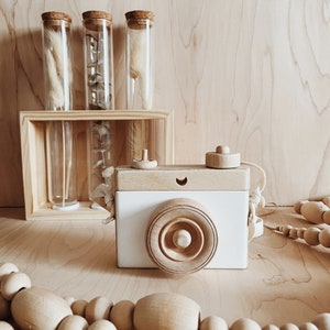 Wooden Camera, White Wooden Camera, Homemade, Wooden Toy Camera, Handcrafted, Imagination play, Nursery decor image 7