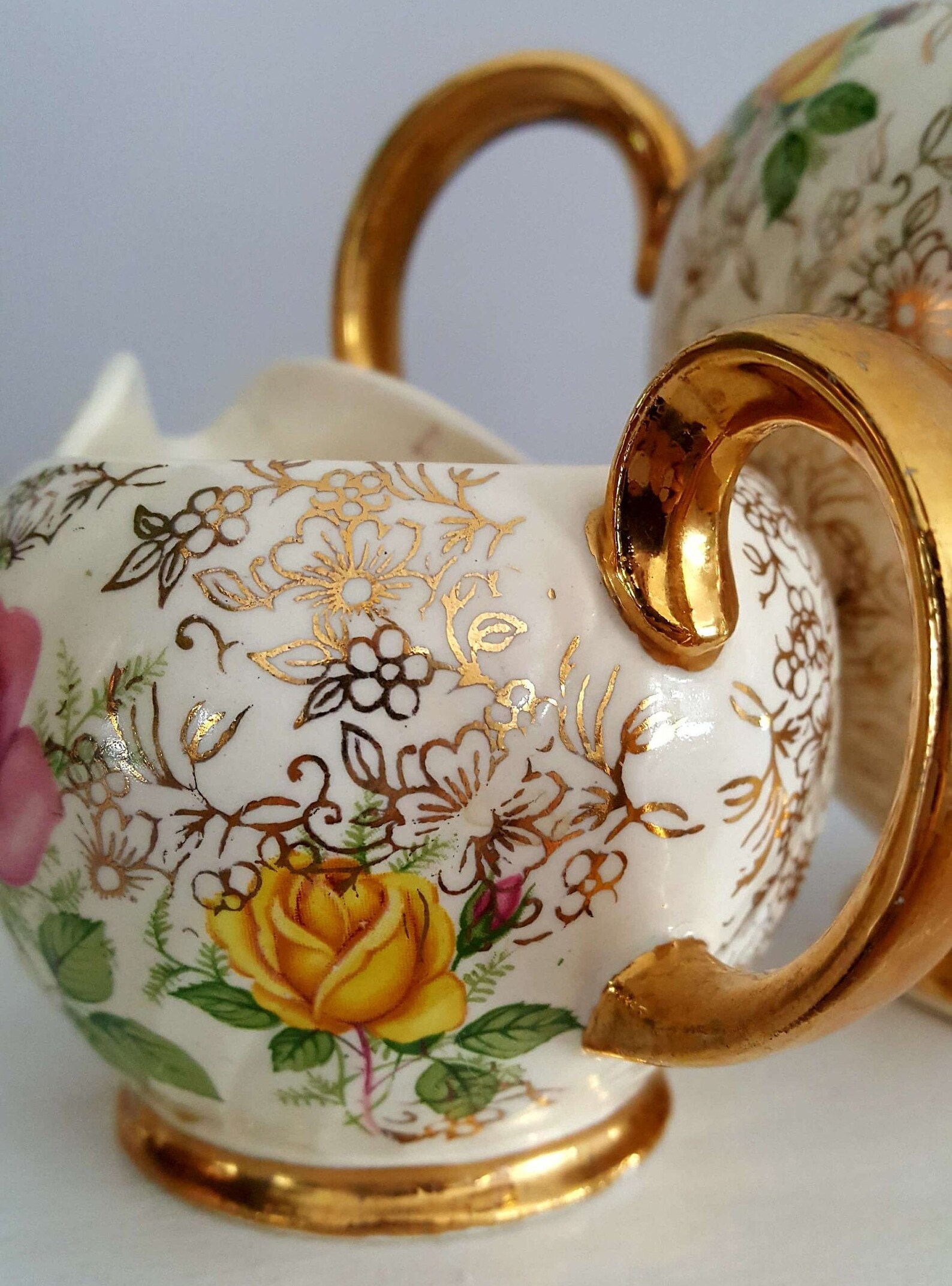 Vintage Ellgreave Burslem England Teapot Ivory/gold Rose Etsy
